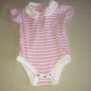 GAP Pink and White Striped Baby Onesie, collar